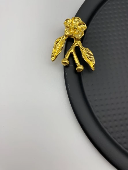 6'lı Japon Güllü Yuvarlak Siyah Çay ve Kahve Sunum Tepsisi, Dekoratif Servis Tepsisi 22cm - 4