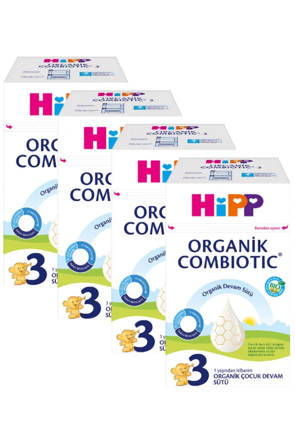 Hipp 3 Organik Combiotic Bebek Devam Sütü 600 gr X 4 Adet