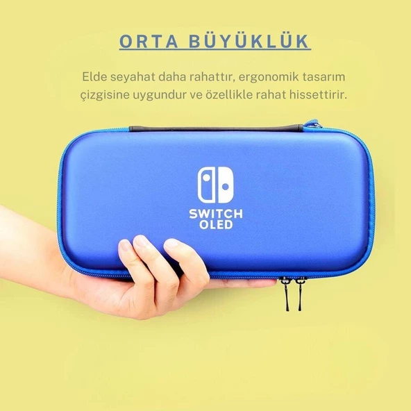 Cosmostech Nintendo Switch Oyun Konsolu Uyumlu Taşıma Çantası Kılıf Mavi - 7