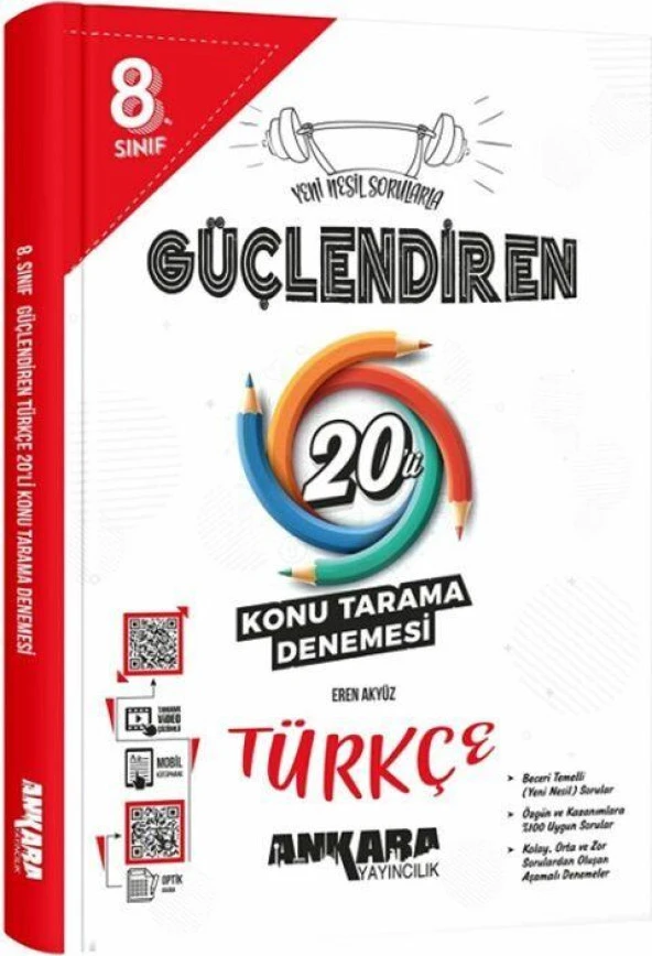 8. Sınıf Türkçe Güçlendiren 20 Konu Tarama Denemesi Ankara Yayıncılık