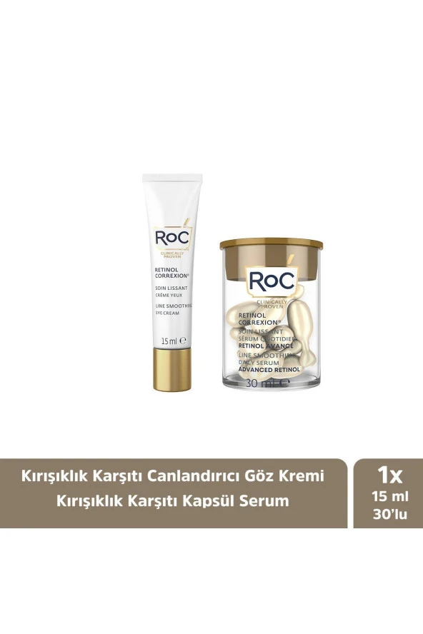 Roc Retinol Correxion Line Smoothing Göz Kremi 15ML + 10lu Kapsül Gece Serumu 2li Set