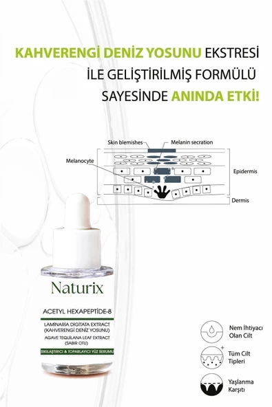 Sıkılaştırıcı & Toparlayıcı Yüz Serumu 30 Ml - Kahverengi Deniz Yosunu & Acetyl Hexapeptide-8 - Resim 3