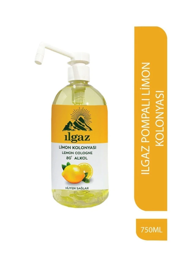 750 ml Pompalı Kolay Kullanım Limon Kolonyası Eko Boy Hijyenik 80 Derece Limon Kolonyası