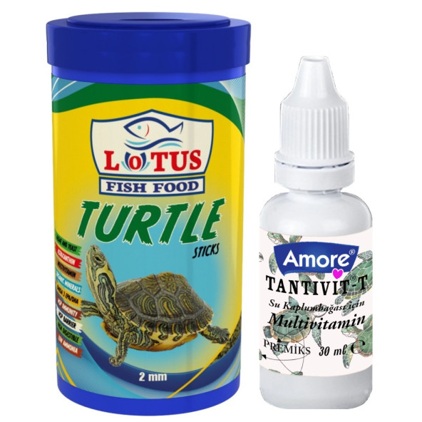Amore Turtle Green Sticks 1 Lt, Lotus 100 ml Kutu Kaplumbağa Yemi Ve Vitamini - 3