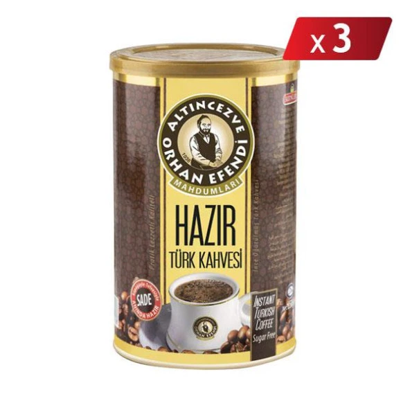 Orhan Efendi Hazır Türk Kahvesi Sade Teneke 250 Gr - 3LÜ PAKET