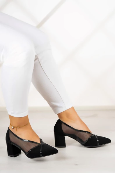 Erkan Saçmacı Mirabella Siyah Süet Fileli Klasik Ayakkabı - 2