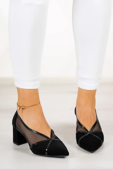 Erkan Saçmacı Mirabella Siyah Süet Fileli Klasik Ayakkabı - 3