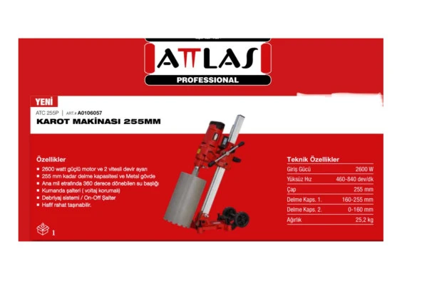 Atlas ATC 255P Karot Makinası A0106017