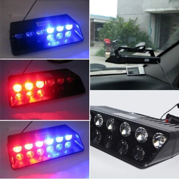 S6 Mini Polis Çakar Araç İçi Vantuzlu Lamba Kırmızı-mavi 21x12x6 cm - 2