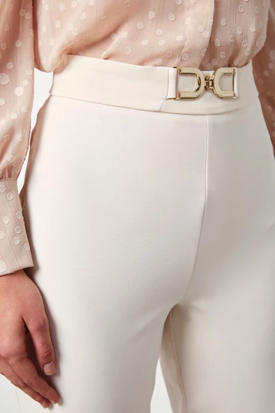 Aksesuar Detaylı Pantolon  Bej - 4