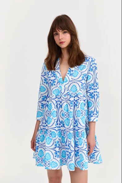 Kadın desenli easy wear elbise - 2