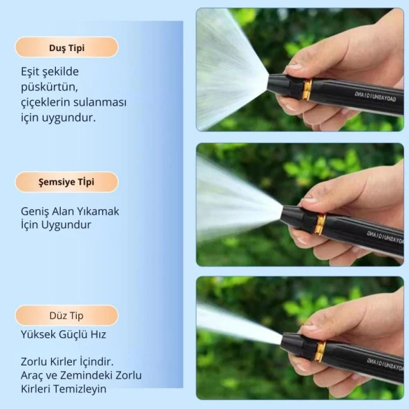 Coofbe Ayarlanabilir Kademeli Basınçlı Hortum Ucu Tabancası Araç Yıkama Tabancası Bahce Sulama Ucu - 2