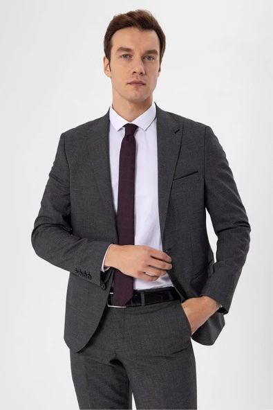 Slimfit Armürlü Takım Elbise - 4