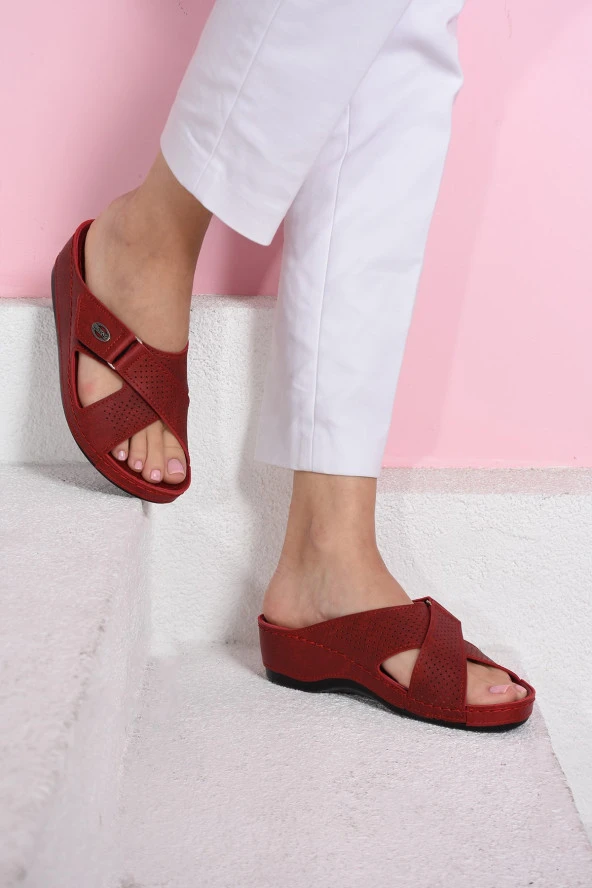 Albishoes Kadın Anne Ev&Dışarı Cırtlı Günlük Terlik Yumuşak Taban Hafif Topuk 4,5 cm Kadın Terlik - Resim 2