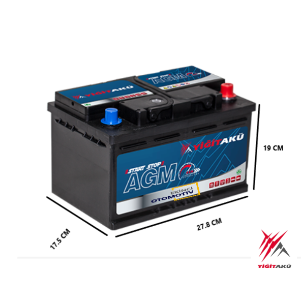 YİĞİT AKÜ 12 V 70 AH 760A(EN) AGM START-STOP 2024-9 ÜRETİM - 2
