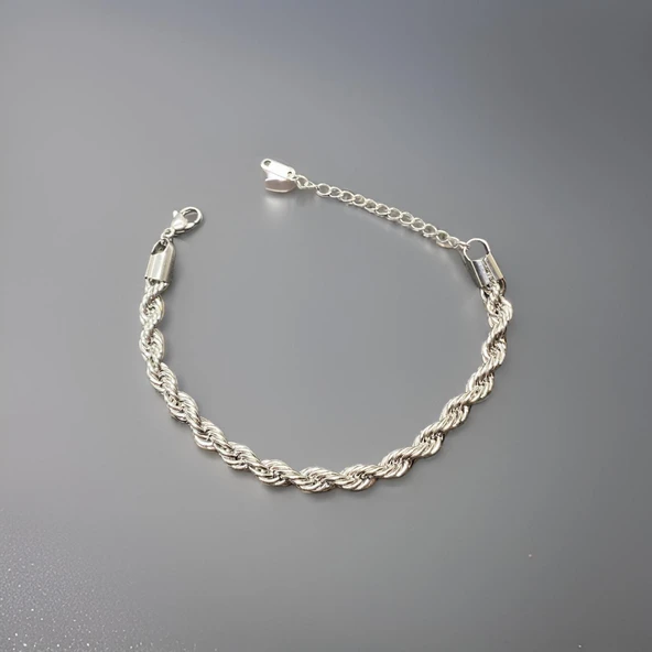 Burgu Model Gümüş Renk Parlak 316L Antialerjik Kadın Çelik Bileklik - Şık ve Dayanıklı Tasarım ürün görseli 1