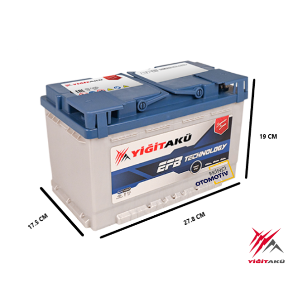 YİĞİT AKÜ 12 V 72 AH 720A(EN) EFB TECHNOLOGY - 2