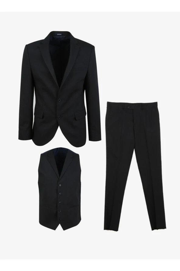 Normal Bel Slim Fit Lacivert Erkek Takım Elbise Tk1020000256