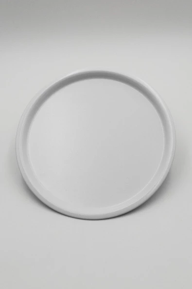 6'lı Beyaz Yuvarlak Metal Tepsi, Tek Kişilik Çay ve Kahve Sunum Tepsisi 22cm - 3