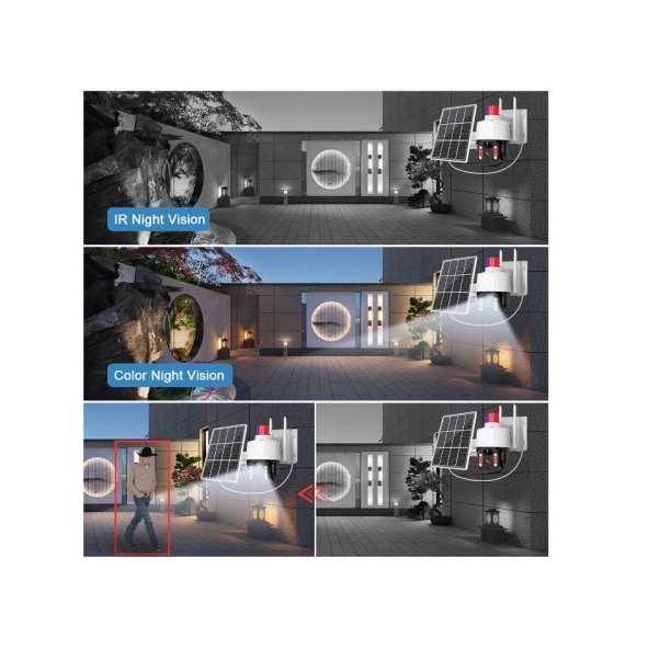QASUL 5MP (Kablosuz) Kamera, Güvenlik İçin Güneş Enerjili Panel (Kablosuz) Dış Mekan Kamerası - 5