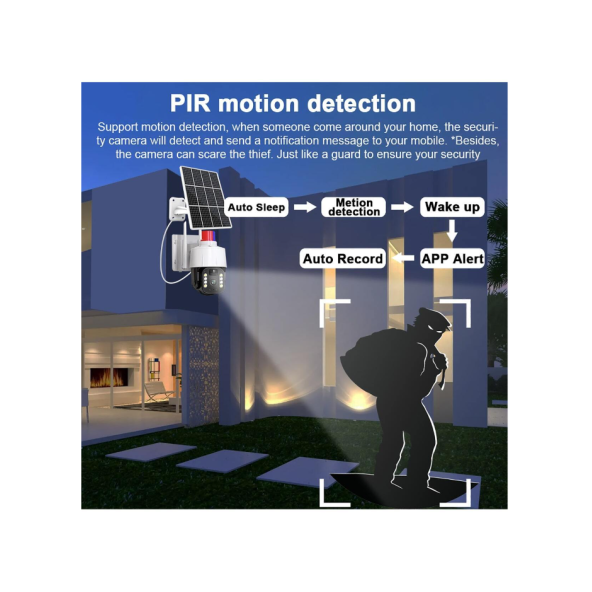 QASUL 5MP (Kablosuz) Kamera, Güvenlik İçin Güneş Enerjili Panel (Kablosuz) Dış Mekan Kamerası - 6