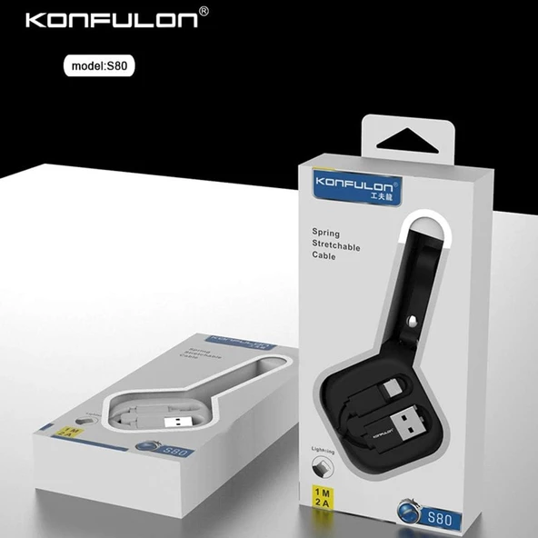 Konfulon S80 Lightning 2A 1m Makaralı Kutu Şarj Kablosu - 9