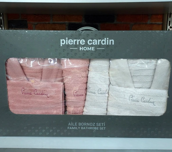 Pierre Cardin 6 Parça Jakarlı Aile Bornoz Seti-Wave Soft G.Kurusu Krem - 3