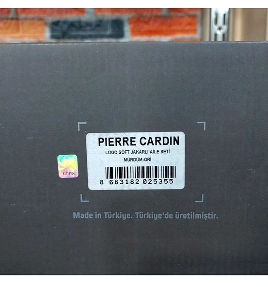 Pierre Cardin 6 Parça Jakarlı Aile Bornoz Seti-Logo Soft Mürdüm Gri - Resim 3