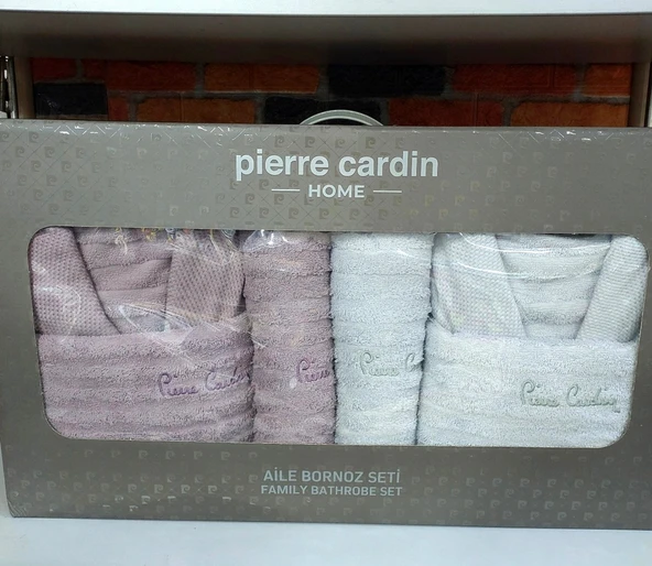 Pierre Cardin 6 Parça Jakarlı Aile Bornoz Seti-Wave Soft Lila Gri - 3