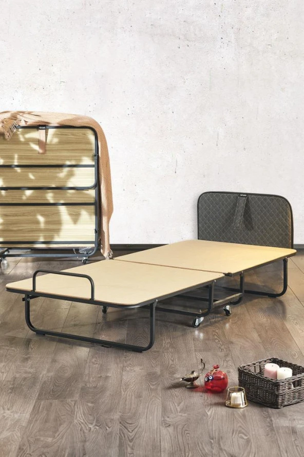 Niron Premium Katlanır Yatak 90x200 cm Paket Yaylı Lüks Yatak ve Kaydırmaz Kumaş Kaplı Karyola - 2