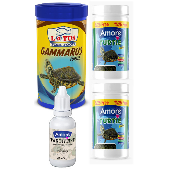 Turtle Green Sticks 2x125ml, Lotus Gammarus 250ml Sürüngen Ve Kaplumbağa Yemi, Multivitamin - 1