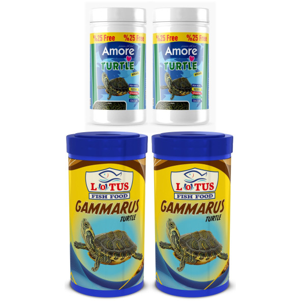 Amore Turtle Calcium Sticks 2x125ml, Lotus Gammarus 2x250ml Kaplumbağa Yemi