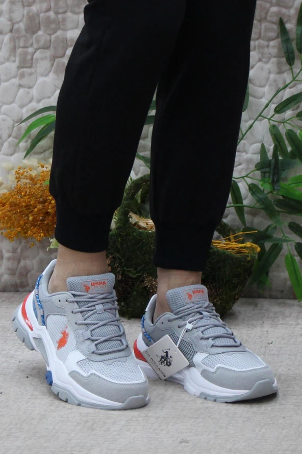 U.S. Polo Assn. Vıncent Gri Turuncu Mavi Orijinal Ürün Erkek Sneaker Ayakkabı - Resim 2