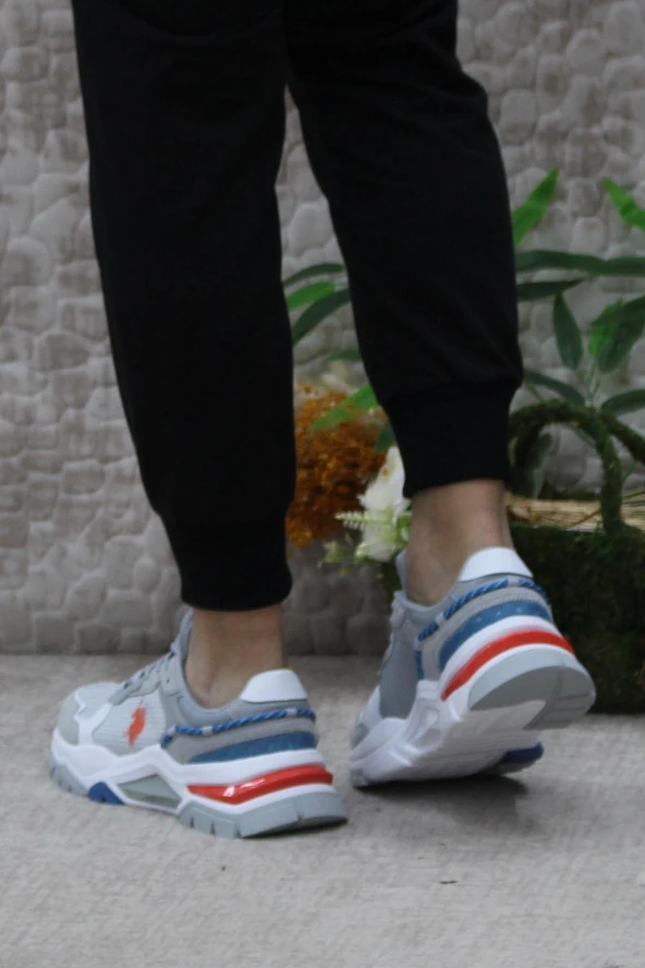 U.S. Polo Assn. Vıncent Gri Turuncu Mavi Orijinal Ürün Erkek Sneaker Ayakkabı - Resim 4