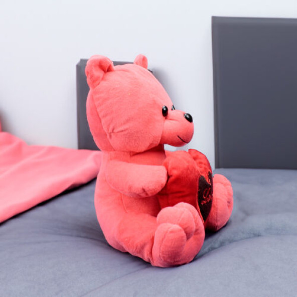 Kalp Tutan Peluş Ayıcık 30CM Kırmızı - 4