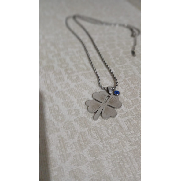 Şans Getiren Gümüş Model Çelik Kolye - 2