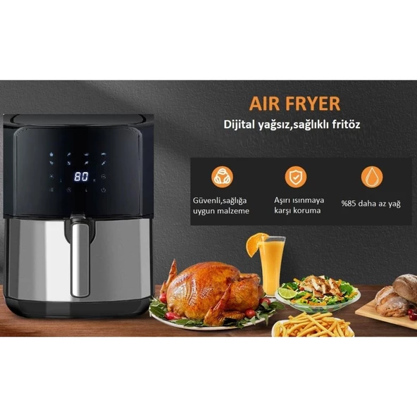 Dalle DL-AF558T1 Dijital 5.5 Lt Yağsız Fritöz 1700 Watt - XL AirFryer - 2