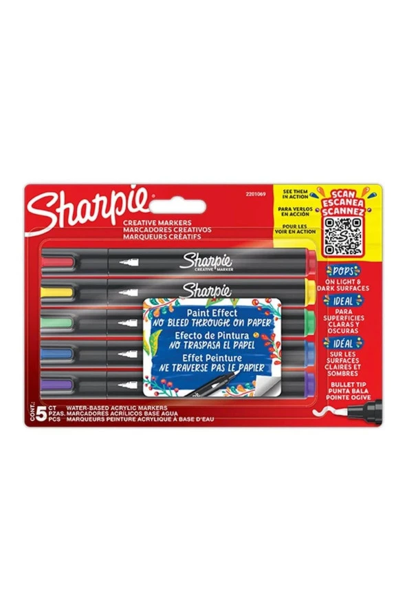 Sharpie Markör Akrilik Yuvarlak Uç 5 Li Blister Yuvarlak Uç Akrilik Markör