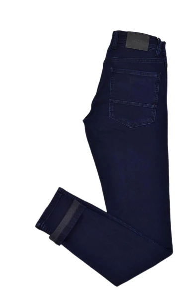 Erkek Lacivert Silim Fit 5 Cepli Jeans Pantolon BGL-ST03820 - Resim 4