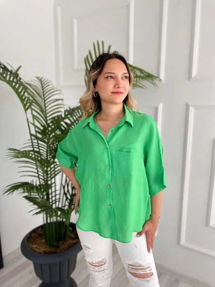 Kadın Gömlek Yeşil - Resim 3