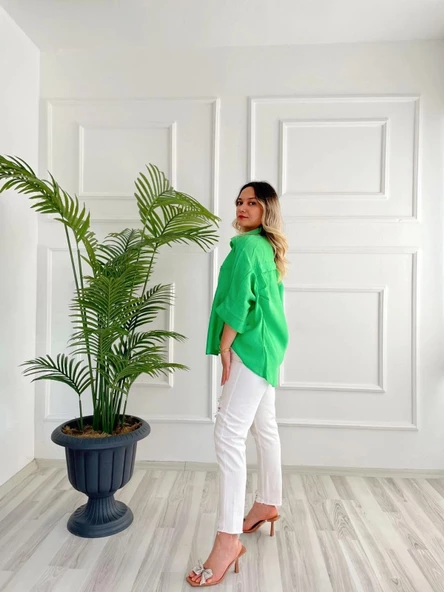 Kadın Gömlek Yeşil - Resim 7