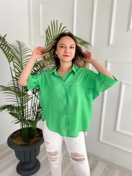 Kadın Gömlek Yeşil - Resim 5