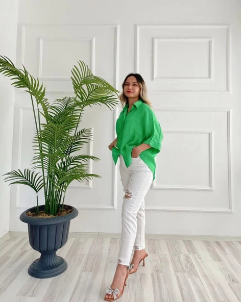 Kadın Gömlek Yeşil - Resim 4