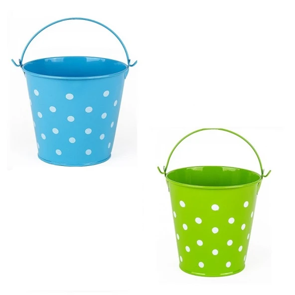 2 PCS VIP DECORATIVE GREEN BLUE PAİL 2 ADET SAPLI METAL KOVA PUANTİYELİ KOVA MAVİ KOVA YEŞİL KOVA ürün görseli