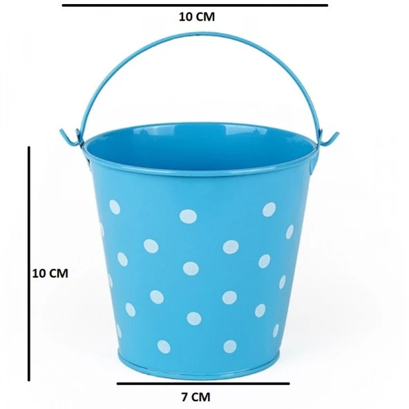 2 PCS VIP DECORATIVE GREEN BLUE PAİL 2 ADET SAPLI METAL KOVA PUANTİYELİ KOVA MAVİ KOVA YEŞİL KOVA - Resim 3