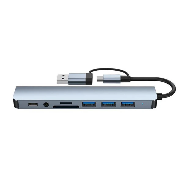 2 in 1 Usb Type-C Usb 2.0/3.0 Audio 3.5 TF SD Çevirici Adaptör Çok Portlu Çoklayıcı Usb Hub Aparat