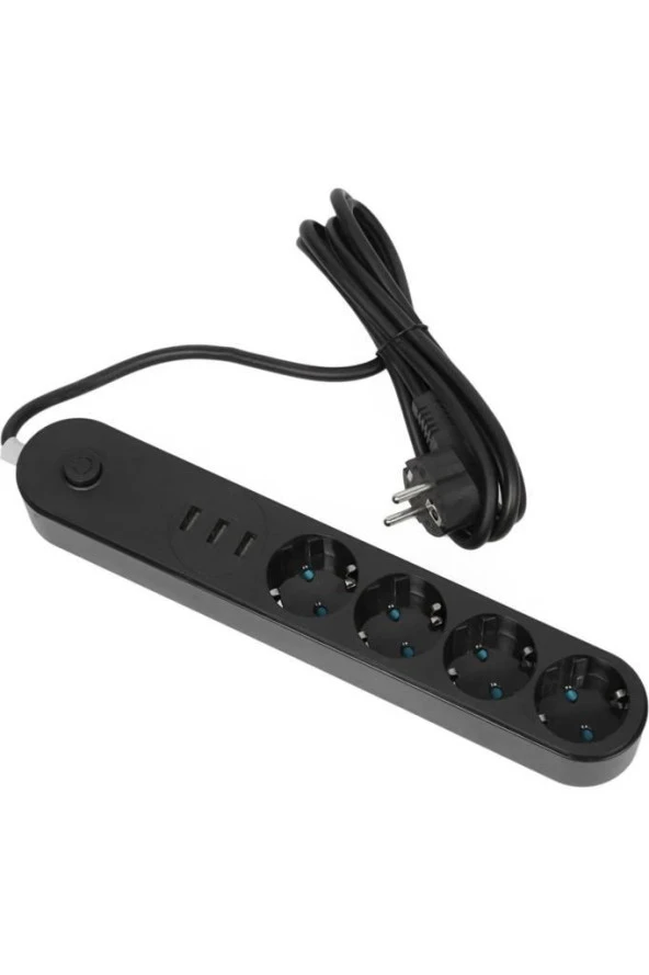 Termal Akım Korumalı Isıya Dayanıklı 4 lü 2 Metre Uzatma 3 Adet USB Usb Şarj Aleti - 3
