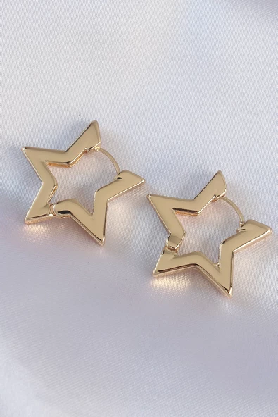 Pirinç Gold Renk Yıldız Küpe - TJ-BKP8982 ürün görseli 1