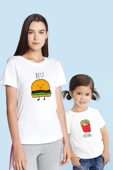 Best Friends Anne Kız & Oğul tişört (TEK ÜRÜN FİYATIDIR KOMBİN YAPMAK İÇİN 2 ADET SEPETE EKLEYİNİZ)