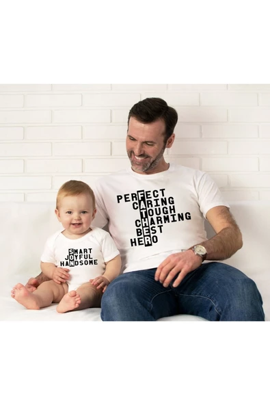 Baba Oğul Perfect Father Smart Son Zıbın Tshirt (Tek Ürün Fiyatıdır Kombin Yapmak için 2 Adet Sepete